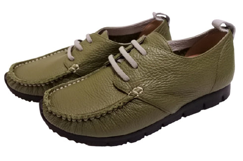 【arui_toe 3955BL カーキ】本革コンフォートモカシンデッキシューズ
